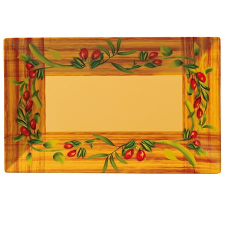 Olive Rectangular Buffet Plate 16 W X 9 1/2 L Melamine Multi-Color 6 packs