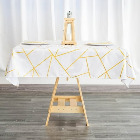 54 X54 Polyester Square Tablecloth With Gold Foil Geometric Pattern - Perfect for Wedding Home Décor Parties Events Holiday Parties Banquet and Decoration - White
54 X54 Polyester Square Tablecloth With Gold Foil Geometric Pattern - Perfect for Wedding Home Décor Parties Events Holiday Parties Banquet and Decoration - White