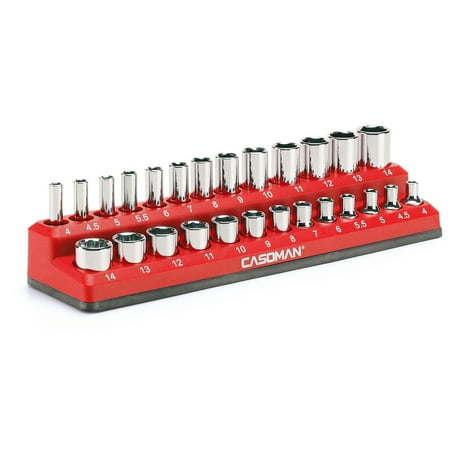 CASOMAN 1/4-inch Magnetic Socket Organizer Holds 26 Metric Sockets Red Color Magnetic Socket Organizer Tray
CASOMAN 1/4-inch Magnetic Socket Organizer Holds 26 Metric Sockets Red Color Magnetic Socket Organizer Tray
