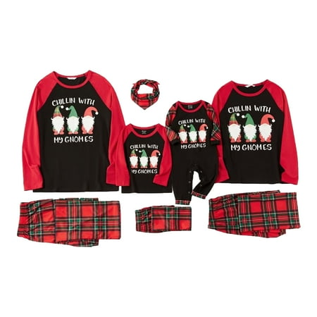 Colofity Christmas Matching Family Pajama Sets Gnomes Print Tops + Plaid Pants Xmas Sleepwear for Mum Dad Kids
Colofity Christmas Matching Family Pajama Sets Gnomes Print Tops + Plaid Pants Xmas Sleepwear for Mum Dad Kids