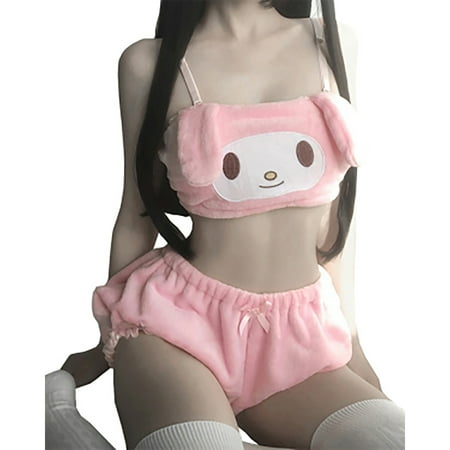 Kawaii Anime Cute Long Eared Dog Pajamas Set Autumn Winter