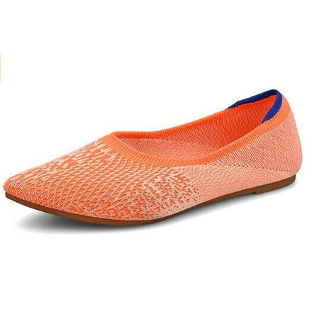 Women s Knitted Slip On Loafers Breathable Pointed Toe Ballet Flats Size 7.5