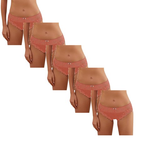 Women Underwear Brief Fashion Lace Lingerie Lace Pants Lace Low Waist Panties 5PC
