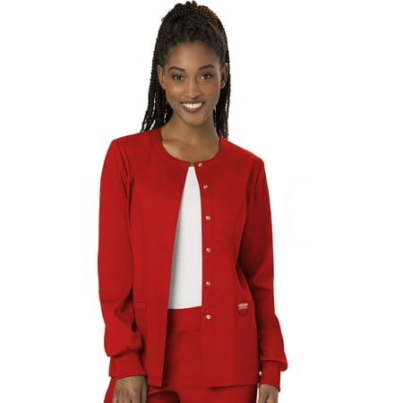 Cherokee Workwear Revolution Women s Warm Up Scrubs Jacket Snap Front WW310