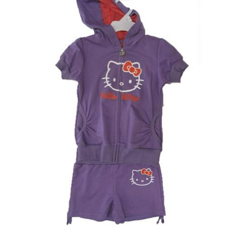 Hello Kitty Little Girls Purple Hooded Zipper 2 Pc Sport Set 4-6X