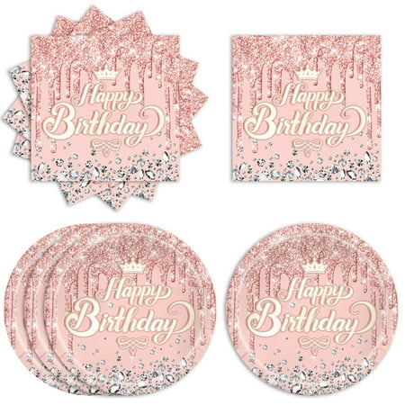 KHAIVI Rose Gold Birthday Decorations-20 Plates and 20 Napkins Pink Rose Gold Theme Happy Birthday
KHAIVI Rose Gold Birthday Decorations-20 Plates and 20 Napkins Pink Rose Gold Theme Happy Birthday