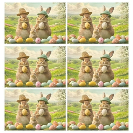 Ryvnso Placemats Set of 6 Bunny Family with Eggs Dining Mats Heat-Resistant Non-Slip Washable Table Mat
Ryvnso Placemats Set of 6 Bunny Family with Eggs Dining Mats Heat-Resistant Non-Slip Washable Table Mat