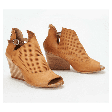 Miz Mooz Leather Wedge Sandals - Knox Wheat EU 40