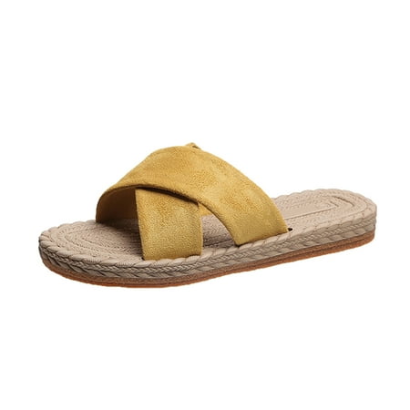 Ladies Fashion Solid Color Suede Strap Straw Woven Bottom Flat Open Toe Slippers Women s Slippers Size 9 Summer Bedroom Slippers Women
Ladies Fashion Solid Color Suede Strap Straw Woven Bottom Flat Open Toe Slippers Women s Slippers Size 9 Summer Bedroom Slippers Women