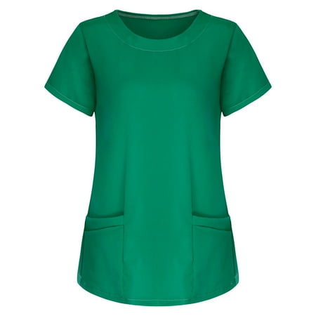 Xutthjh Women Scrubs Top Short Sleeve Tops Working Uniform Solid Color Pocket Blouse
Xutthjh Women Scrubs Top Short Sleeve Tops Working Uniform Solid Color Pocket Blouse