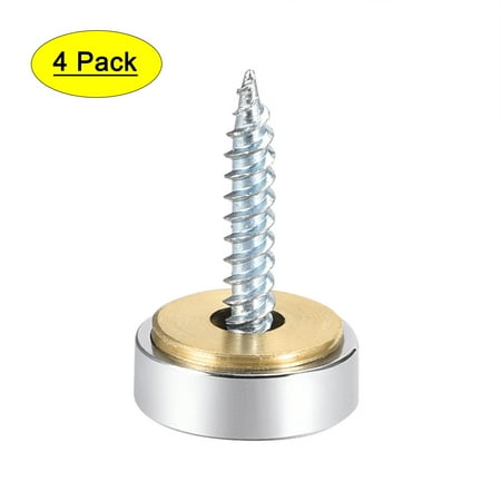 Uxcell 0.63 Mirror Screws Decorative Caps Cover Stainless Steel Silver Tone 4pcs