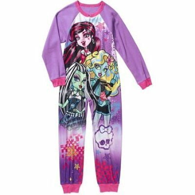 Monster High Long Sleeve Fleece Sleeper Blanket Pajama Girl Size 10/12