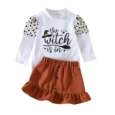 Mxiqqpltky Kid Baby Girl Halloween Clothes Set Letter Print Tops + Button Ruffled Skirt
Mxiqqpltky Kid Baby Girl Halloween Clothes Set Letter Print Tops + Button Ruffled Skirt