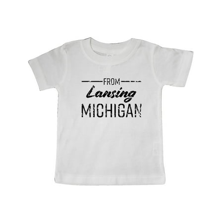 Inktastic From Lansing Michigan in Black Distressed Text Gift Baby Boy or Baby Girl T-Shirt
Inktastic From Lansing Michigan in Black Distressed Text Gift Baby Boy or Baby Girl T-Shirt