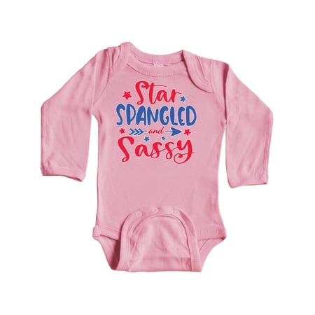 Inktastic 4th of July Star Spangled and Sassy with Arrow and Stars Gift Baby Boy or Baby Girl Long Sleeve Bodysuit