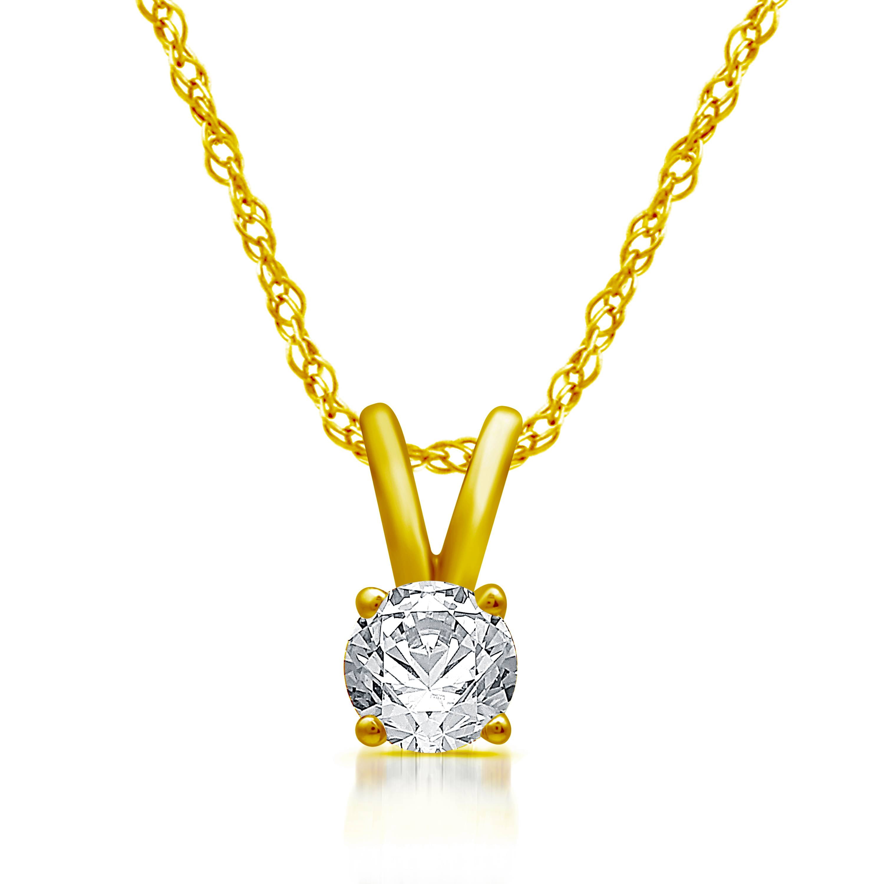 14Kt Yellow Gold 1 3 Carat Diamond Solitaire Pendant Necklace Walmart