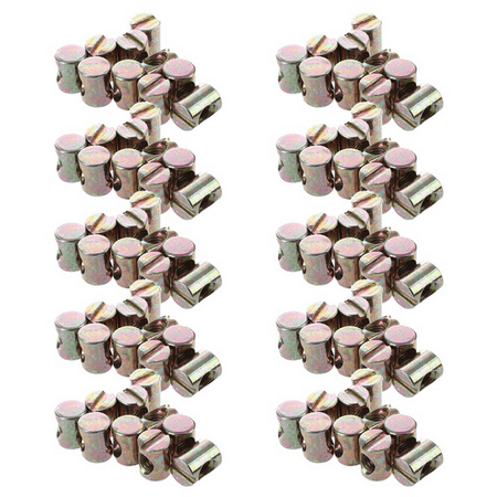 100Pcs M6 Barrel Bolts Cross Dowel Slotted Furniture Nut for Beds Crib Chairs
