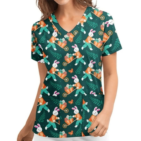 lulshou Womens Scrub Tops with Pocket Women Short Sleeve Working Uniform Top Nurses Tunic Uniform Clinic Carer V-neck Protective Clothing Tops Easter Printed Pockets Blouse Summer Clearance
lulshou Womens Scrub Tops with Pocket Women Short Sleeve Working Uniform Top Nurses Tunic Uniform Clinic Carer V-neck Protective Clothing Tops Easter Printed Pockets Blouse Summer Clearance