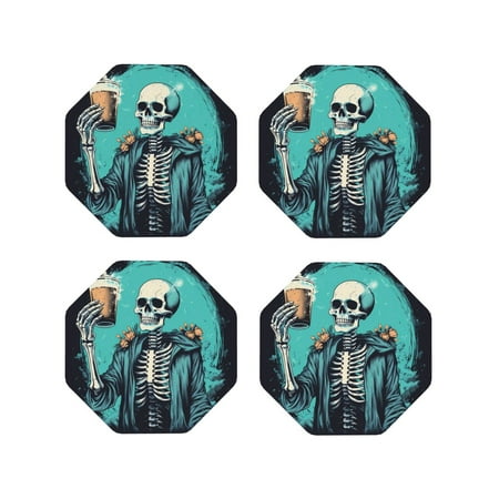 Fuzoiu Vintage Skull Beer Print Leather Coasters Set Drink Coasters Set of 4 for Tabletop Protection Durable PVC Coasters Home Décor and Housewarming Gift-Octagon
Fuzoiu Vintage Skull Beer Print Leather Coasters Set Drink Coasters Set of 4 for Tabletop Protection Durable PVC Coasters Home Décor and Housewarming Gift-Octagon