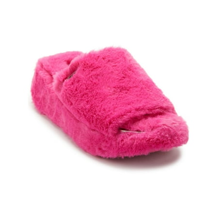 DKNY Womens Malira Faux Fur Platform Slides