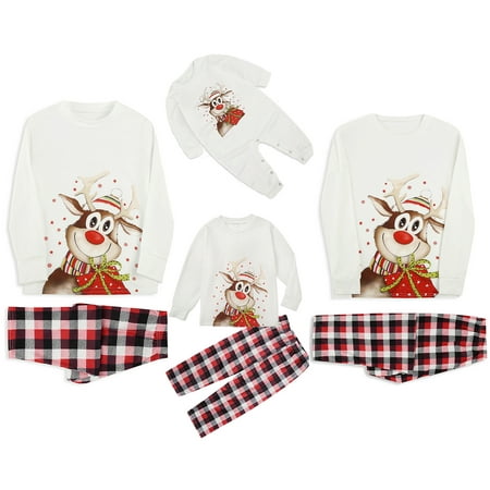 CenturyX Christmas Family Matching Pajamas Set Elk Print Long Sleeve Tops+ Plaid Long Pants Sleepwear for Baby-18-24 Months
CenturyX Christmas Family Matching Pajamas Set Elk Print Long Sleeve Tops+ Plaid Long Pants Sleepwear for Baby-18-24 Months