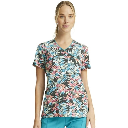 Cherokee Prints Scrubs Top For Women Mock Wrap Print CK688 S Loving Tropic