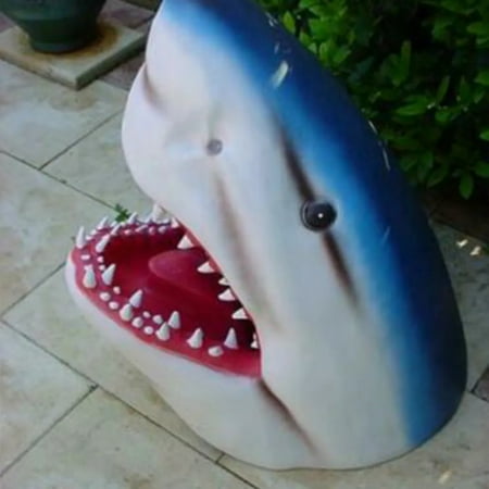 Small Resin Shark Head Shark Sculpture Ornament Yard Garden Novelty Shark Head Decor