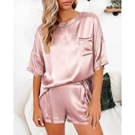 Satin Pajamas for Women Short Sleeve Silk Pajama Sets Soft Sleepwear Top with Causal Pj Shorts Loungewear
Satin Pajamas for Women Short Sleeve Silk Pajama Sets Soft Sleepwear Top with Causal Pj Shorts Loungewear