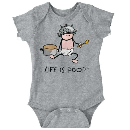 Life Is Poop Pots And Pans Funny Cute Newborn Baby Boy Girl Romper Brisco Brands