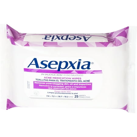 Asepxia Acne Medication Face Wipes, 25 count