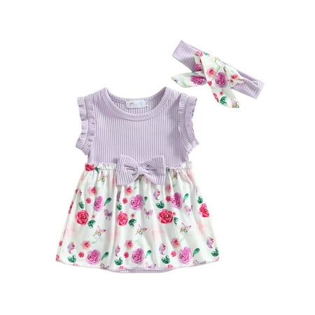 MissiMae Infant Baby Girls Romper Dress Floral Print Knit Rib Patchwork Sleeveless Crew Neck Jumpsuits Bodysuits with Headband 0-18M
MissiMae Infant Baby Girls Romper Dress Floral Print Knit Rib Patchwork Sleeveless Crew Neck Jumpsuits Bodysuits with Headband 0-18M