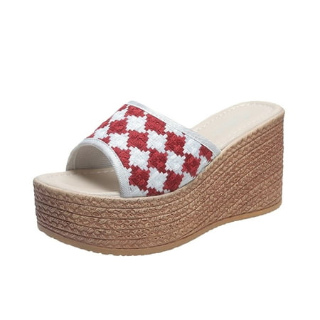 Lhked New Thick Sole Slope Heel Women s Shoes Breathable Slip-on Beach Sandals Summer Comfort Sandals Mother s Day Gifts& Red
Lhked New Thick Sole Slope Heel Women s Shoes Breathable Slip-on Beach Sandals Summer Comfort Sandals Mother s Day Gifts& Red