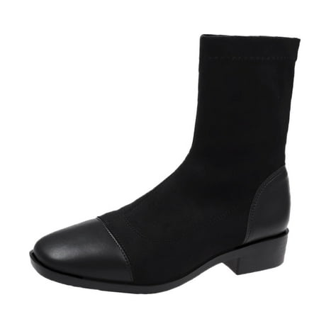 Black Boots for Women Fashion Women Flock Solid Color Autumn Thick Sole Square Heels Slip On Short Booties Round Toe Shoes Ankle Boots for Women Flock Black
Black Boots for Women Fashion Women Flock Solid Color Autumn Thick Sole Square Heels Slip On Short Booties Round Toe Shoes Ankle Boots for Women Flock Black
