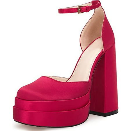 Women‘s Satin Platform Pumps Ankle Strap Chunky Heeled D‘Orsay High Heels Valentine‘s Day Shoes
Women‘s Satin Platform Pumps Ankle Strap Chunky Heeled D‘Orsay High Heels Valentine‘s Day Shoes