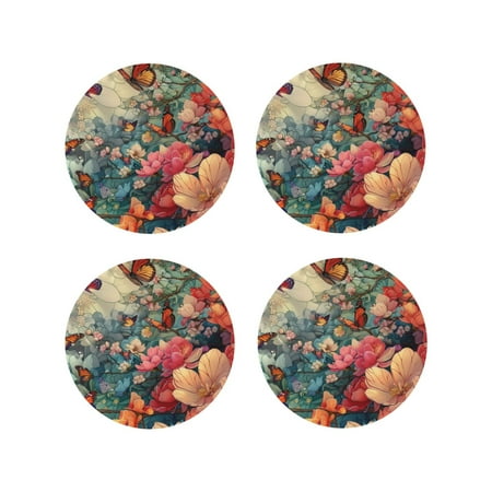Leather Coasters with Heat-resistant for Drinks Butterflies In Blooming Garden -标题2 Round Shape
Leather Coasters with Heat-resistant for Drinks Butterflies In Blooming Garden -标题2 Round Shape