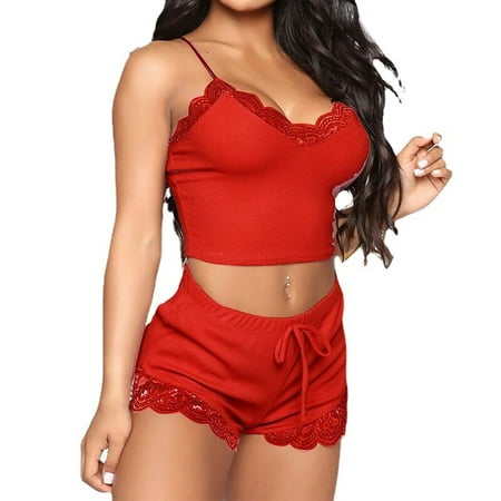 huanledash 2 Pcs/Set Women Pajamas Set Crop Top Shorts Lace Edge Solid Color Spaghetti Strap Sexy Soft Sleeveless Lady Night Clothes for Sleeping
huanledash 2 Pcs/Set Women Pajamas Set Crop Top Shorts Lace Edge Solid Color Spaghetti Strap Sexy Soft Sleeveless Lady Night Clothes for Sleeping