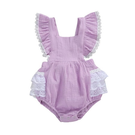 Binpure Baby Girls Square Neck Romper with Lace Ruffle Flying Sleeve Backless Jumpsuit with Back Tie for Summer
Binpure Baby Girls Square Neck Romper with Lace Ruffle Flying Sleeve Backless Jumpsuit with Back Tie for Summer