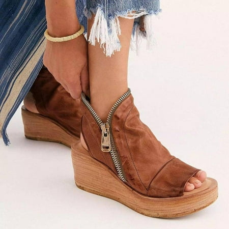 

Clearance Sales Online Deals Summer Fashion High-top Wedge Sandals Thick-soled Fish Mouth Roman Sandals