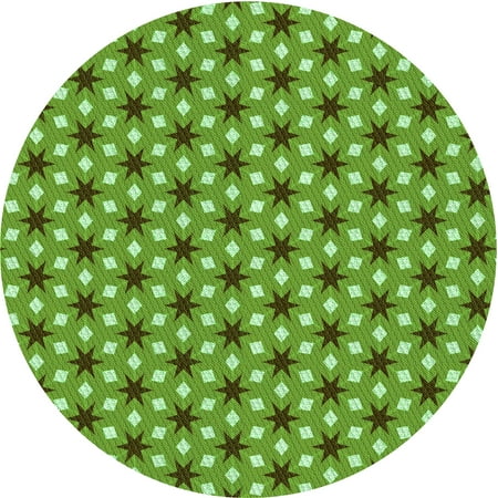 Ahgly Company Indoor Round Patterned Nebula Green Area Rugs 6 Round