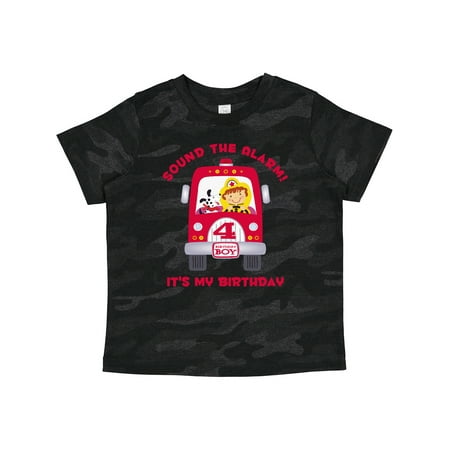 Inktastic Fire Truck 4th Birthday Boy Gift Toddler Boy Girl T-Shirt