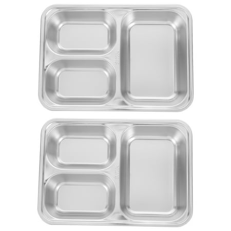FRCOLOR 2pcs Stainless Steel Dinner Plates Food Serving Plates Household Food Plates