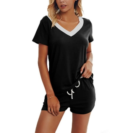 Cindysus Ladies Nightwear V Neck Lounge Set Tops And Shorts Sleepwear Summer 2 Pieces Outfits Loose Pajamas Sets Black M
Cindysus Ladies Nightwear V Neck Lounge Set Tops And Shorts Sleepwear Summer 2 Pieces Outfits Loose Pajamas Sets Black M