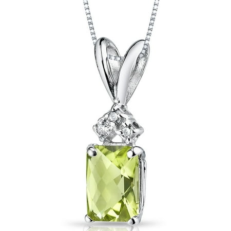 Peora 1.00 Carat T.G.W. Radiant-Cut Peridot and Diamond Accent 14kt White Gold Pendant, 18