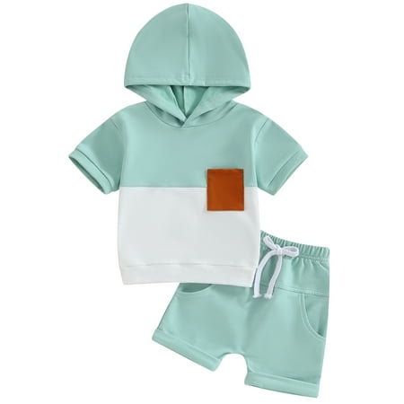 Wallarenear 2 Pieces Baby Boys Summer Outfits Hooded T-Shirt Tops Elastic Waist Shorts
Wallarenear 2 Pieces Baby Boys Summer Outfits Hooded T-Shirt Tops Elastic Waist Shorts