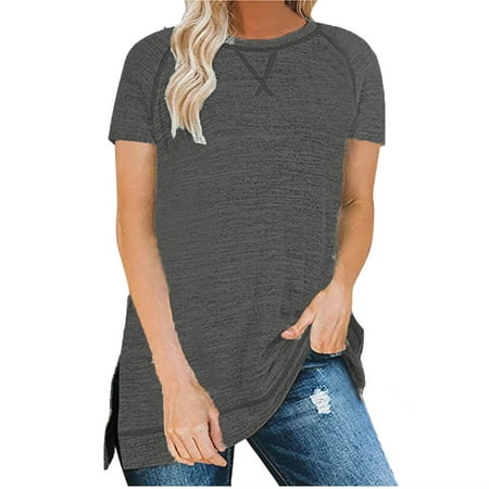 Womens Tops Oversized T Shirts for Women Women s Crew Neck Solid Short Sleeve Side Split T-shirt Casual Loose Fit Blouse Tops Backless Top on Clearance White Crop Top Gray XL
Womens Tops Oversized T Shirts for Women Women s Crew Neck Solid Short Sleeve Side Split T-shirt Casual Loose Fit Blouse Tops Backless Top on Clearance White Crop Top Gray XL