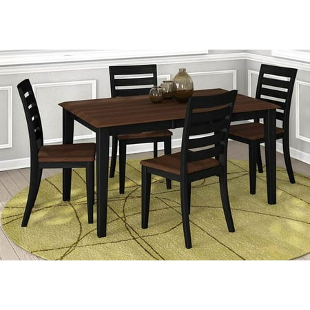 5-Pc Rectangular Dining Table and Chair Set with Table Leaf
