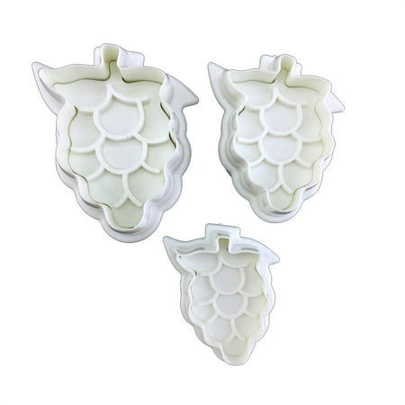Sofullue 3 Pcs/Set Grape Plunger Fondant Decorating Sugar Craft Mold Cutter