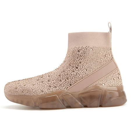 Women‘s Rhinestone High Top Sock Sneakers Fashion Comfortable Knit Round Toe Slip On Sports Shoes Casual Non Slip Stretch Boots
Women‘s Rhinestone High Top Sock Sneakers Fashion Comfortable Knit Round Toe Slip On Sports Shoes Casual Non Slip Stretch Boots