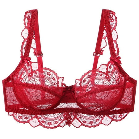 Womens Lace Sheer Bras Wireless Full Coverage Bralette Push Up Brassiere