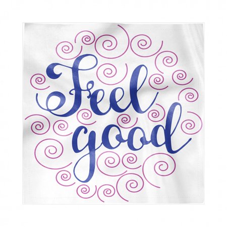 Saying Napkins Set of 4, Motivational Phrase in Blue Shade Surrounded by Pink Doodle Circles, Silky Satin Fabric for Brunch Dinner Buffet Party, by Ambesonne